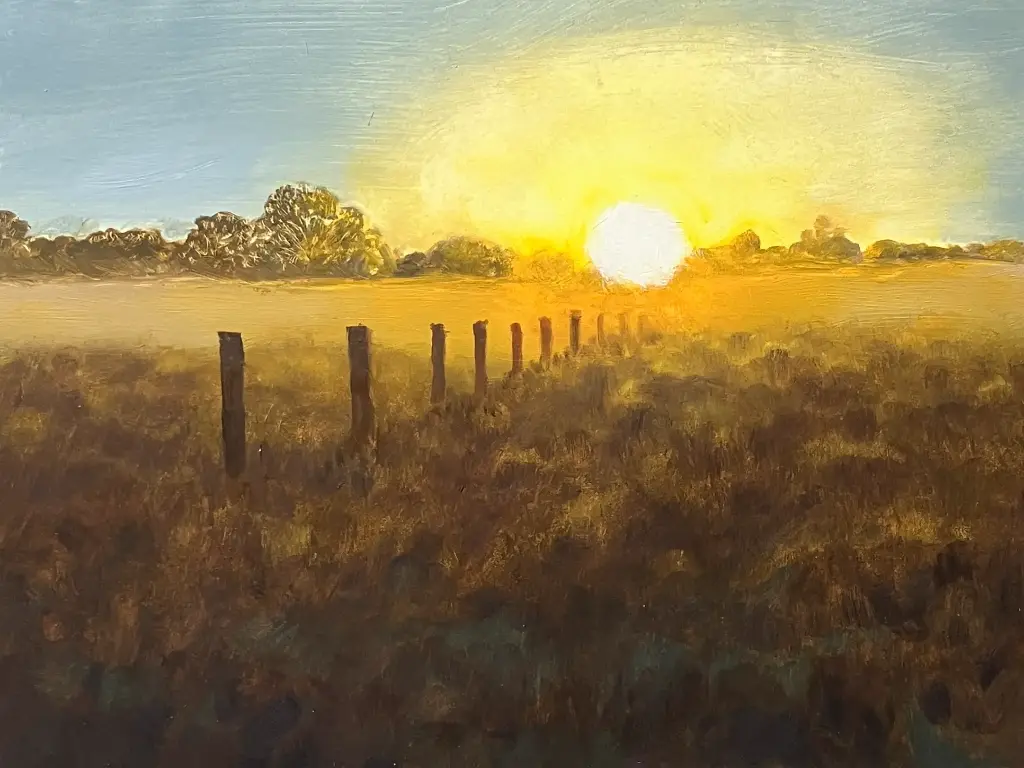 Sunset on a Grassy Field 9 X 12"